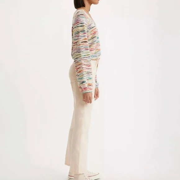 Levis Middy Ankle Bootcut Corduroy Jeans Pants Cream Casual Neutral Size 24 - Picture 4 of 14